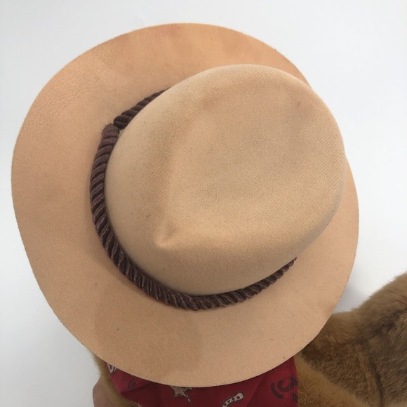 Cowboy Teddy Bear Plush Hat Neckerchief Large 20" Velour Feet Soft No Tag *FLAW - Picture 10 of 12